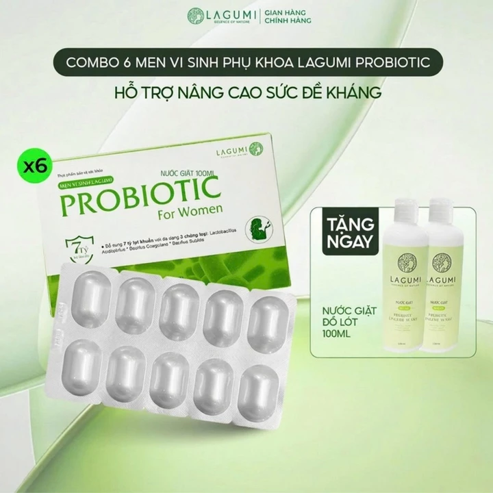 Combo 6 Hộp LAGUMI PROBIOTIC Men Vi Sinh Phụ Nữ , Bổ Sung 7 Tỷ Lợi Khuẩn, Hỗ Trợ Sức Khỏe Từ Bên Trong