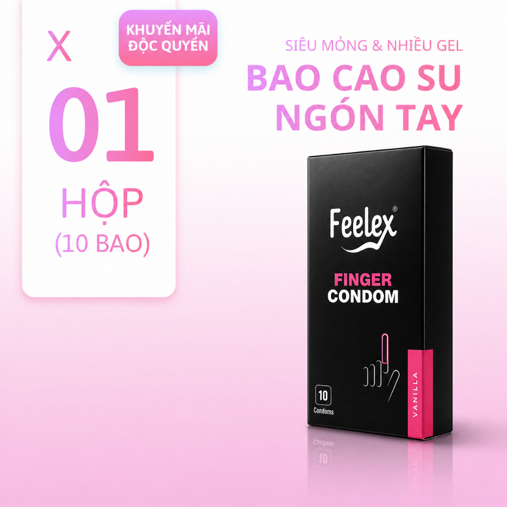 Bao cao su ngón tay Feelex nhiều gel dẻo dai đàn hồi hạn chế tổn thương và vi khuẩn hộp 10 chiếc