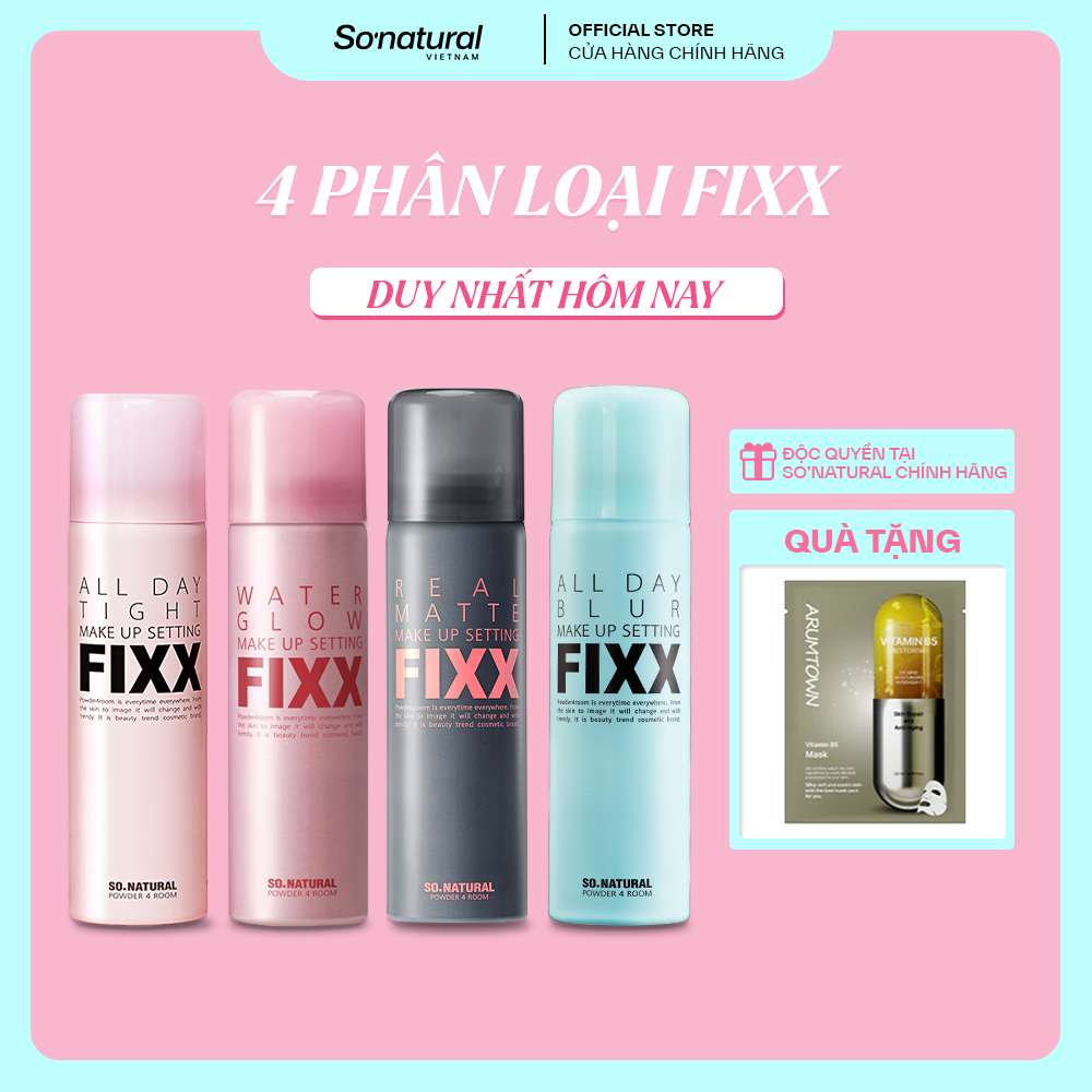 [75ML] Xịt Khóa Makeup Toàn Diện So Natural Phân Loại Theo Từng Loại Da All Day Tight - Real Matte - Water Glow
