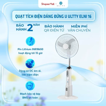 [Hoả tốc HCM] Quạt Tích Điện Dáng Đứng Cao Cấp U ULTTY ELNI 16, Pin Lithium cao cấp 4400mAh bền bỉ
