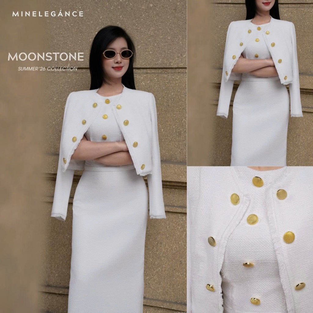 MINELEGÁNCE | SET VÁY MIDI BÚT CHÌ DÁNG DÀI, SANG TRỌNG, THANH LỊCH - MIN328