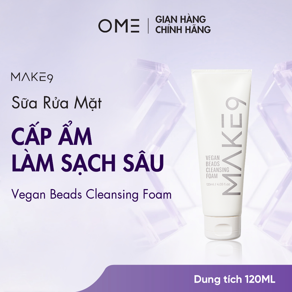 Sữa Rửa Mặt Cấp Ẩm Làm Sạch Sâu Make9 Vegan Beads Cleansing Foam 120ml