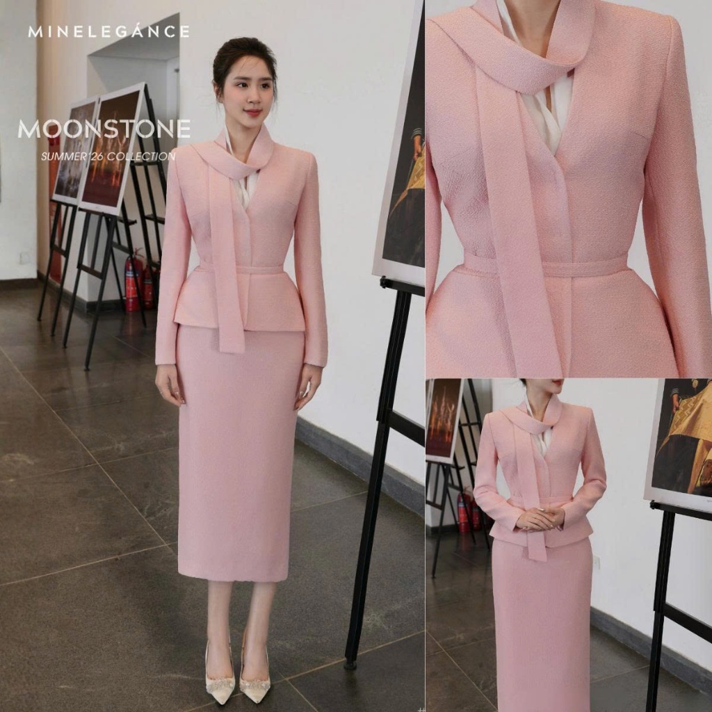 MINELEGÁNCE - SÉT VEST CỔ KHĂN LIỀN THANH LỊCH, SANG TRỌNG - MIN278