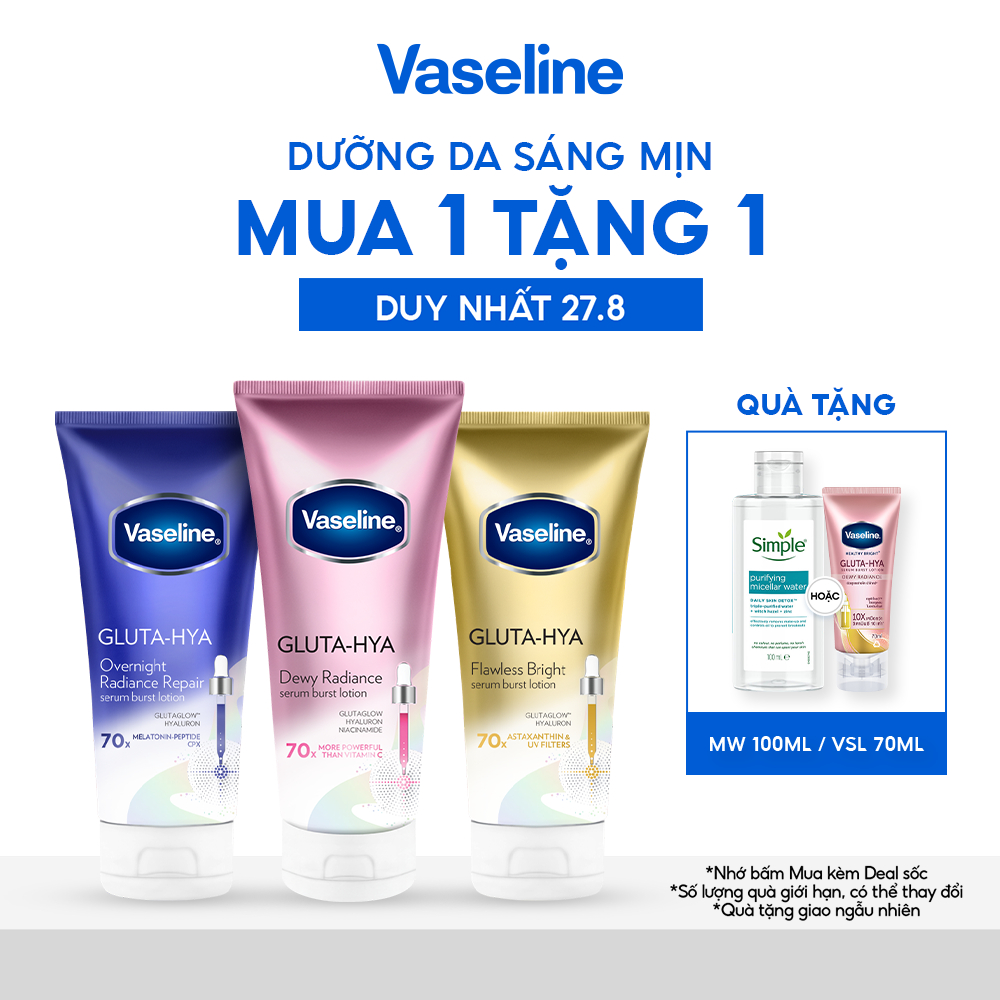 Serum Vaseline Gluta-Hya Dưỡng Da Sáng Mịn Sau 5 Ngày 300ML (bao bì tùy đợt nhập hàng)