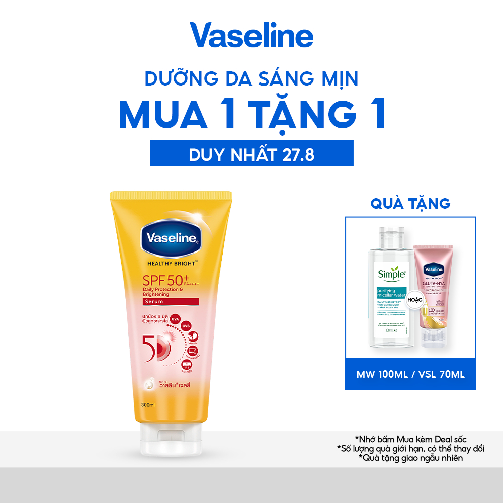 Chống nắng cơ thể Vaseline 50x bảo vệ da với SPF 50+ PA++++ giúp da sáng hơn gấp 2X 300ml
