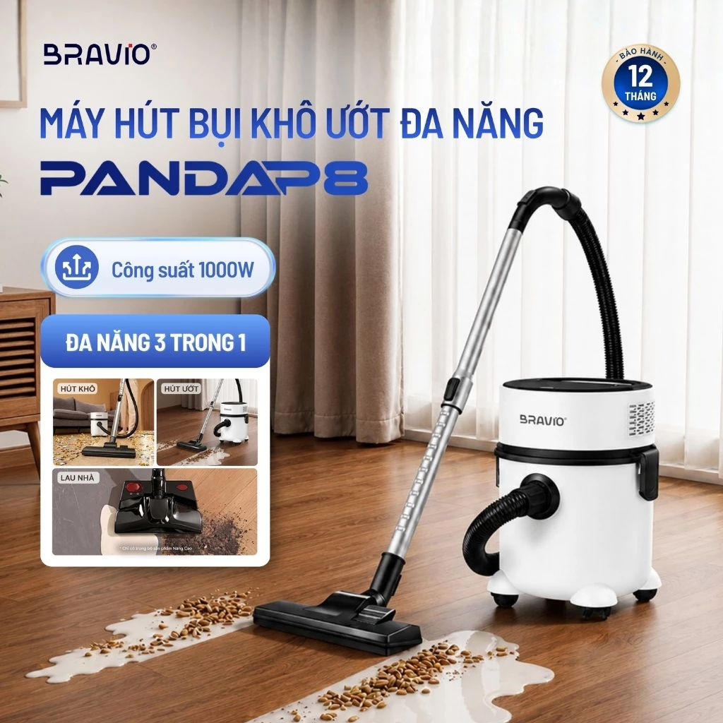 Máy hút bụi khô & ướt đa năng Bravio Panda P8 máy hút bụi công nghiệp gia đình