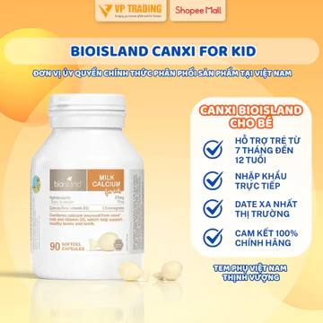 Viên canxi Bioisland sữa hữa cơ cho bé, Canxi phát triển chiều cao & xương răng chắc khỏe (90 viên)