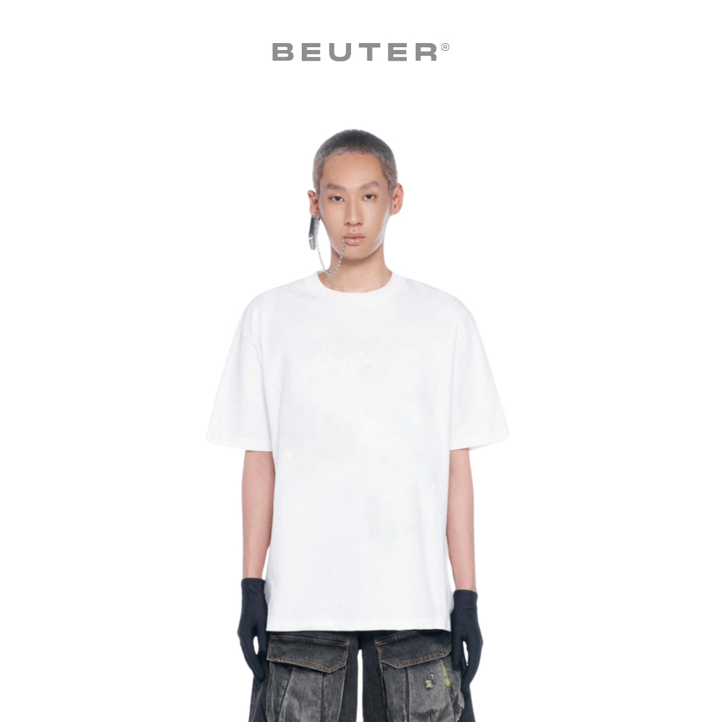 BEUTER Áo Thun Trơn Ngắn Tay Unisex Classic T-shirt Form Classic Fit Màu Trắng Dày Dặn Thoáng Khí