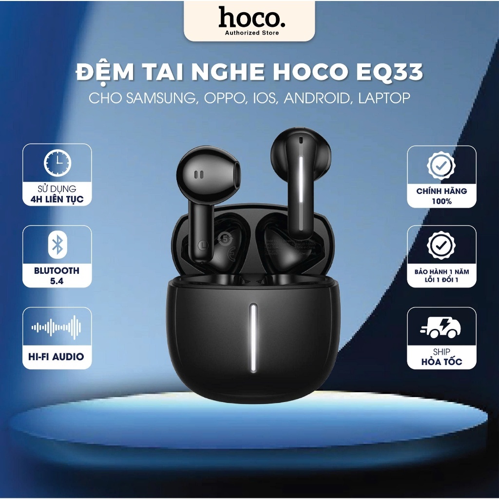 Tai nghe Bluetooth Hoco EQ33 / EQ34 plus phiên bản cải tiến nhất, tai nghe nhét tai bluetooth v5.4 pin 7 tiếng