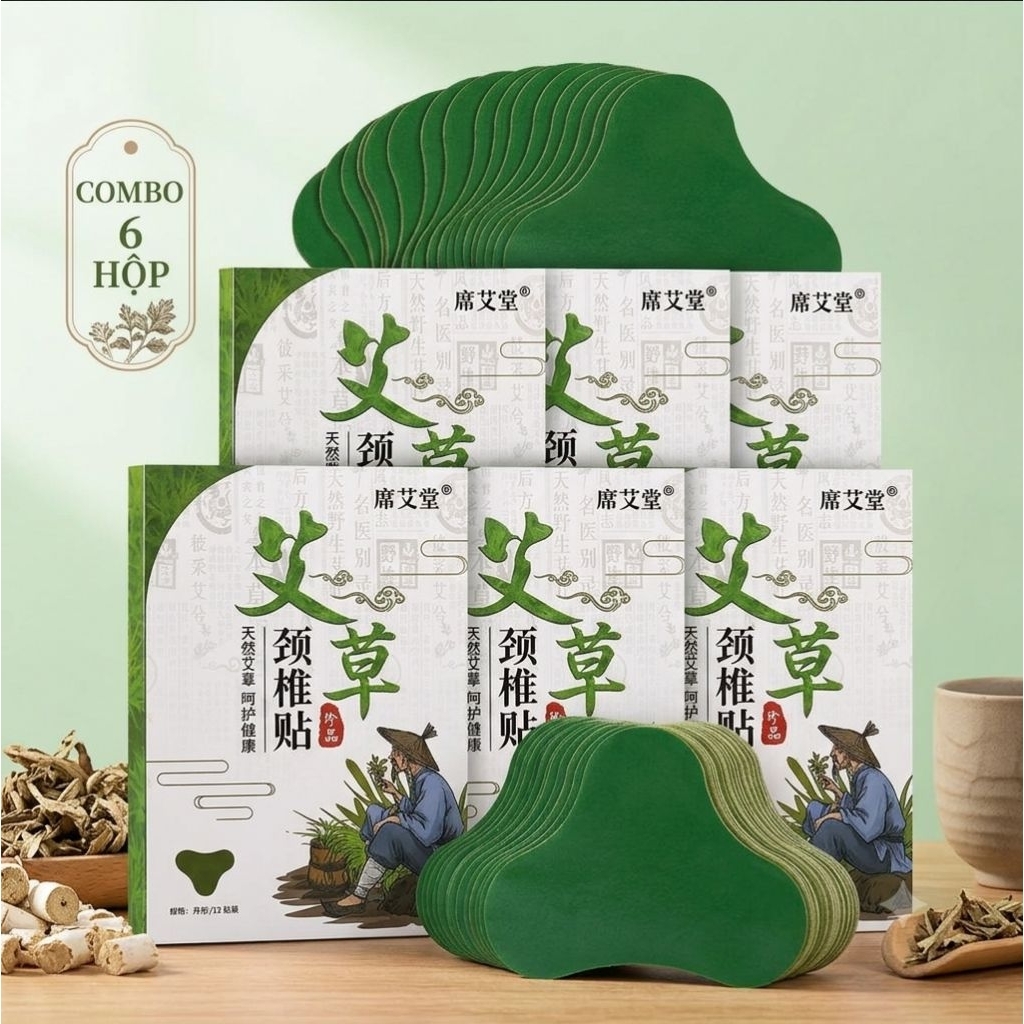 Miếng dán ngải cứu giảm đau cổ vai gáy, miếng dán có hình dáng thiết kế bo tròn ôm sát vùng cổ, vai hoặc gáy. | Việt Nam