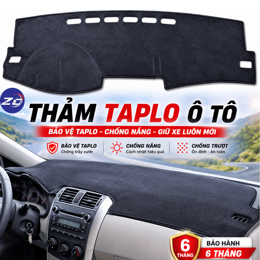 Thảm Taplo Ô Tô Nhung Lông Cừu Da Carbon Chuẩn Form Chống Nóng Chống Trượt Cao Cấp Cho Nhiều Dòng Xe