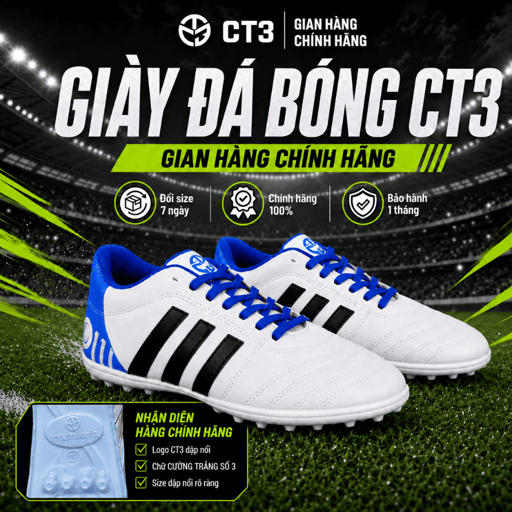 Giày đá bóng TKroos chính hãng CT3 - Giày đá banh sân cỏ nhân tạo, khâu toàn bộ đế
