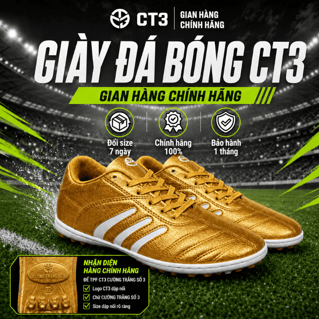 Giày đá bóng Zidane chính hãng CT3 - Giày đá banh nam chất liệu cao cấp, đế nhựa dẻo khâu toàn bộ đế