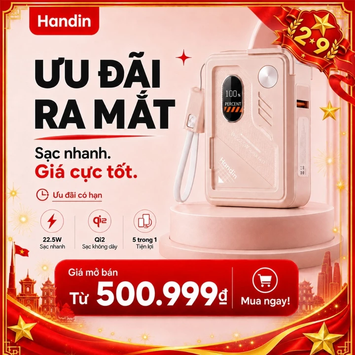 【CCC】Handin Sạc Dự Phòng 30000/20000mAh PD35W Sạc Không Dây Pin Dự Phòng Sạc Nhanh Cục Dựng Phòng Đầu Sạc iPhone/Android