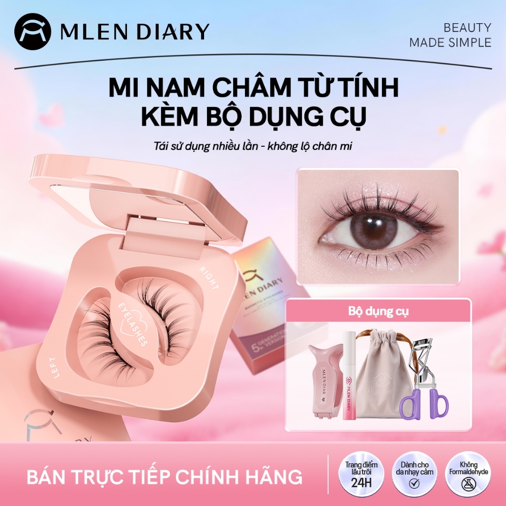MLEN DIARY Lông Mi Giả Sunflower Nam Chân Mi Giả Nam Châm từ Tính Tự Nhiên Nhẹ Nhàng Có Thể Tái Sử Dụng