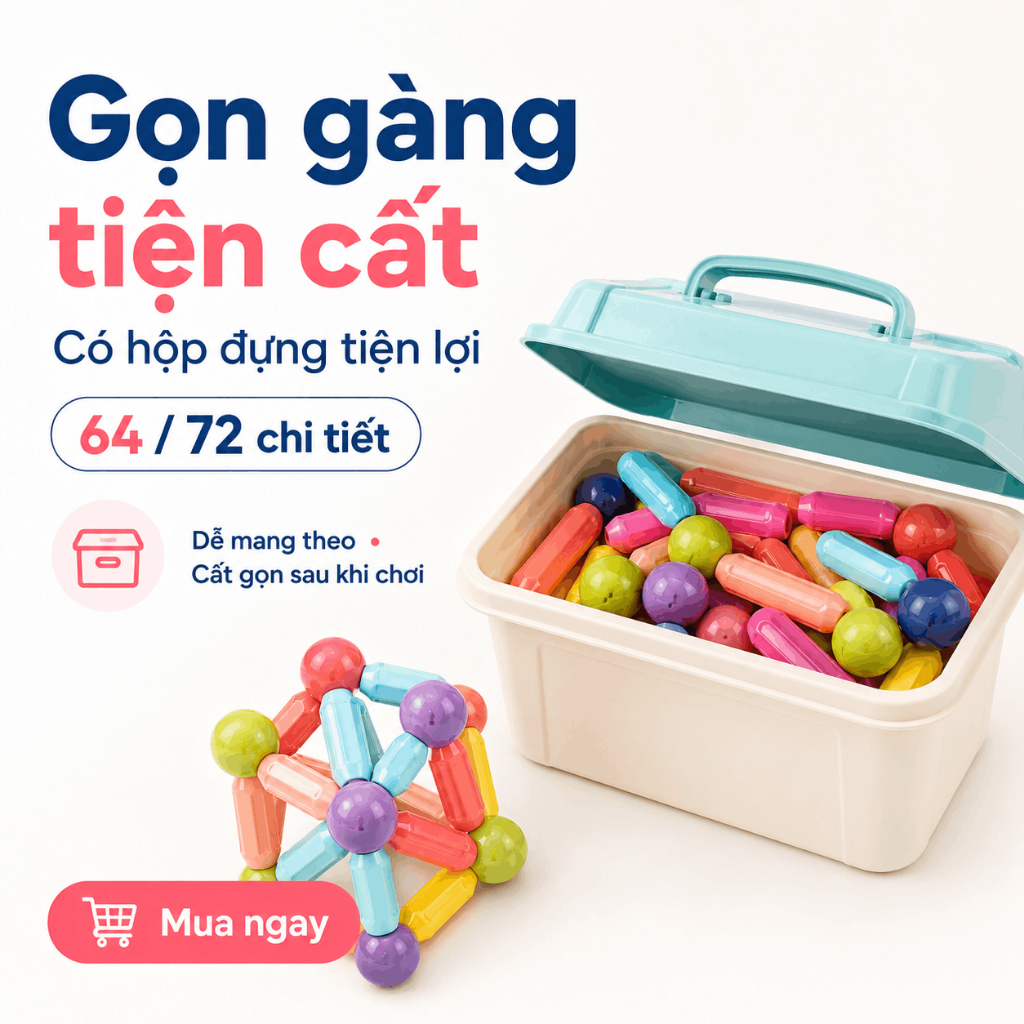 Bộ Nam Châm Xếp Hình 64 72 Chi Tiết Đồ Chơi Lắp Ghép Thông Minh Phát Triển Tư Duy Sáng Tạo Cho Bé