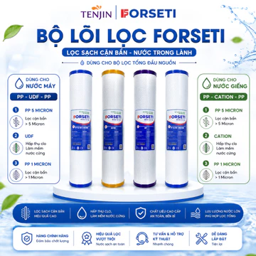 Bộ 3 Lõi Lọc Nước Đầu Nguồn, Bộ Lọc Thô Đầu Nguồn 20 inch Gồm Lõi PP UDF CATION 2in1 Xử Lý Nước Máy/Nước Giếng