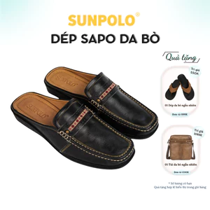 Dép sabo Giày sục nam Da bò cao cấp SUNPOLO đi làm công sở, đi chơi SPO002