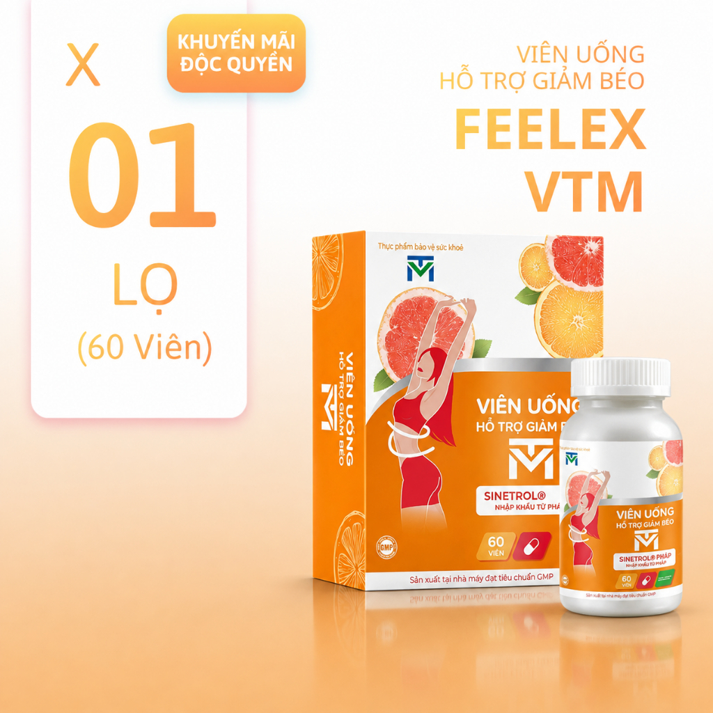 Viên uống hỗ trợ giảm béo an toàn VTM chuyển hóa mỡ tự nhiên, không tác dụng phụ - hộp 60 viên