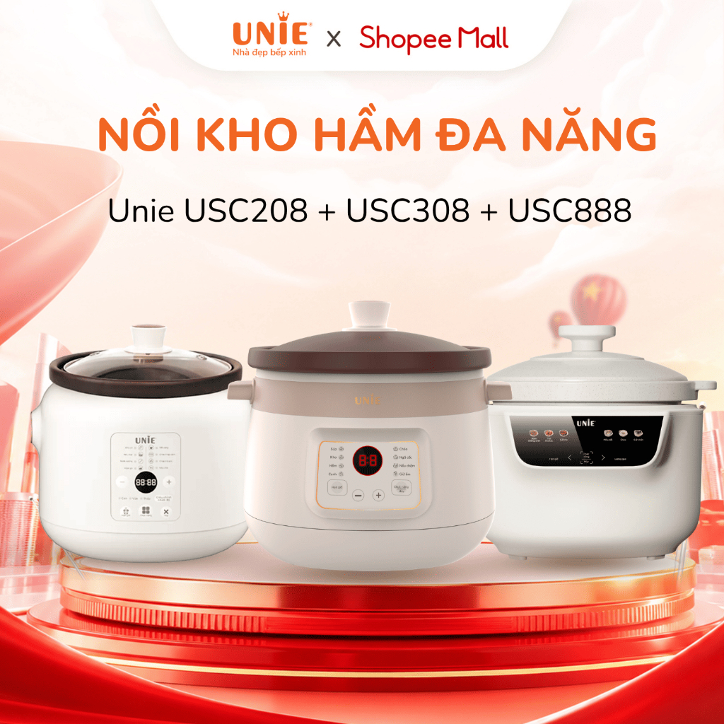 [DEAL HOT] [FS] Nồi Nấu Chậm UNIE 2L, 3L Đa Năng Nấu Cháo Hầm Chè Ninh Xương - 8 Chức Năng Nấu Chuyên Sâu