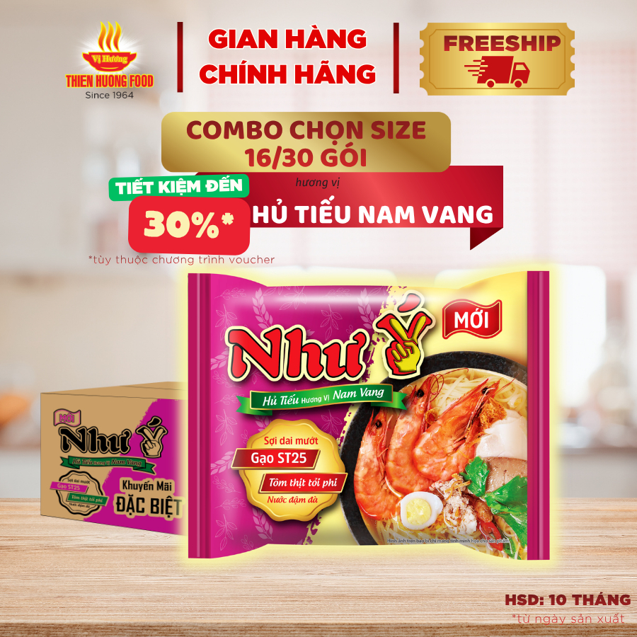Hủ Tiếu Nam Vang Như Ý -16 gói/ 30 gói x 60gram/gói