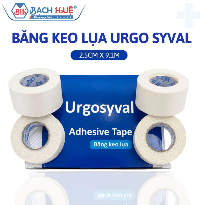 Băng Keo Lụa Urgo Syval 2,5cm x 9,1m – Băng Cuộn Lụa Y Tế Cố Định Gạc, Băng Bó Vết Thương