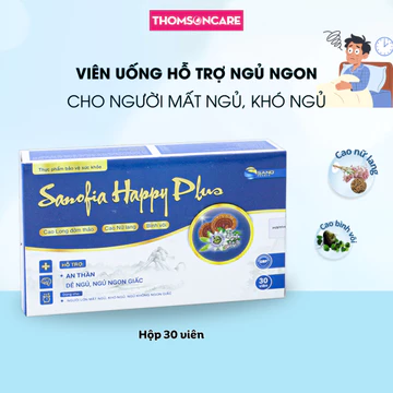 Viên uống ngủ ngon có Melatonin Sanofia Happy Plus, kẹo ngủ melatonin giúp an thần, dễ ngủ, ngủ ngon giấc