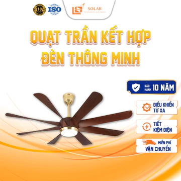 Quạt Trần Đèn Động Cơ 80W DC Inverter Lõi Đồng Gió Mát, Sang Trọng, Có Remote 6 Cấp Độ Gió - 3 Chế Độ Sáng, Quạt Đa Năng