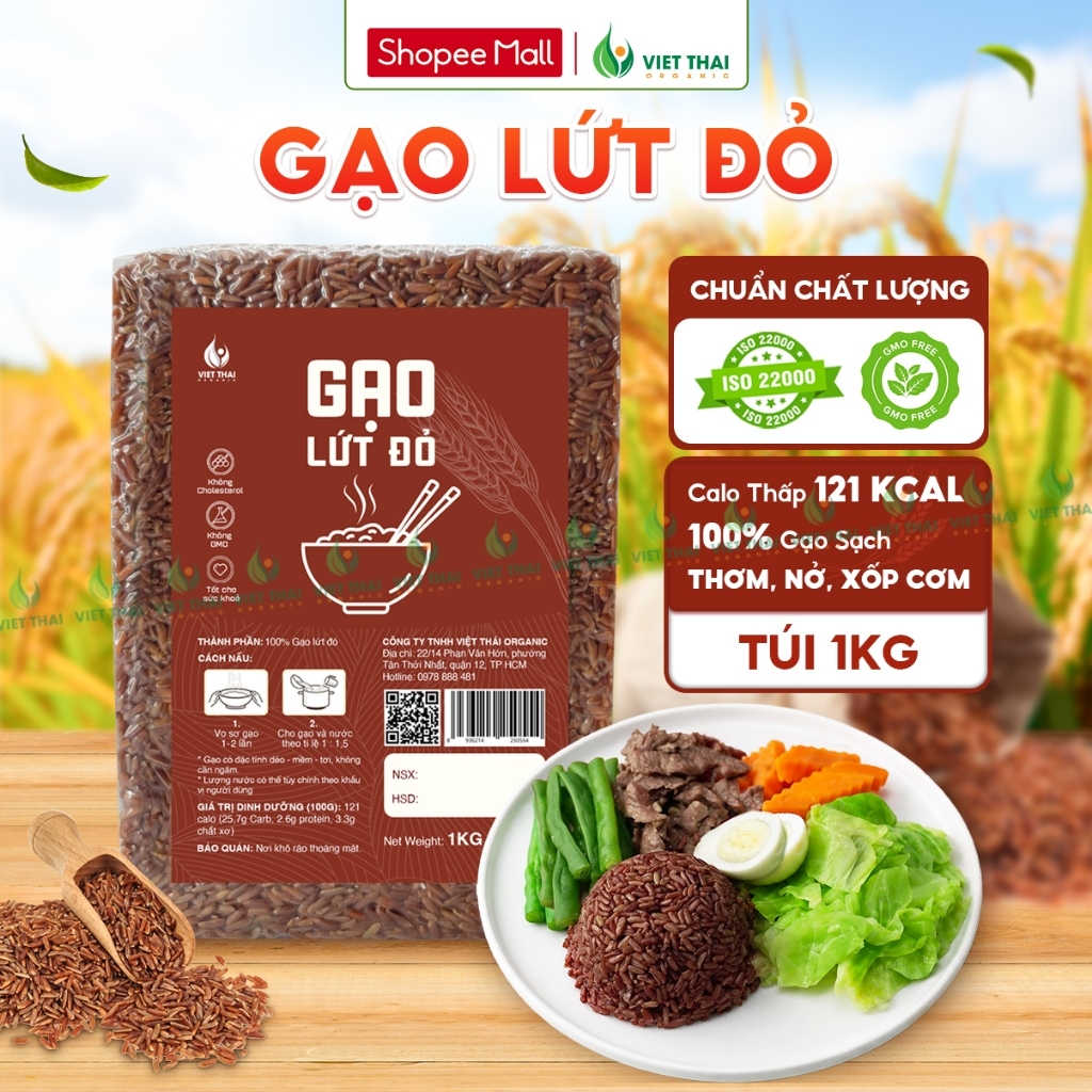 [SIÊU HOT] Gạo Lứt Đỏ Sạch – Mềm Thơm Không Cần Ngâm Ăn Kiêng Eatclean Tiểu Đường Việt Thái