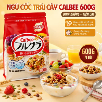 Ngũ Cốc Yến Mạch Trái Cây Sấy Calbee 600g Nội Địa Nhật Bản, Ngũ Cốc Dinh Dưỡng Ăn Bữa Phụ Tiện Lợi