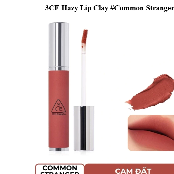 Son Kem 3CE Vỏ Bạc Hàn Quốc #Cam Đất – 3CE Hazy Lip Clay #COMMON STRANGER 4,0g