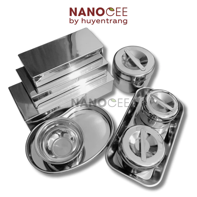 Dụng cụ spa: khay quả đậu inox, hộp có nắp, chén bát đựng mỹ phẩm trong thẩm mỹ viện
