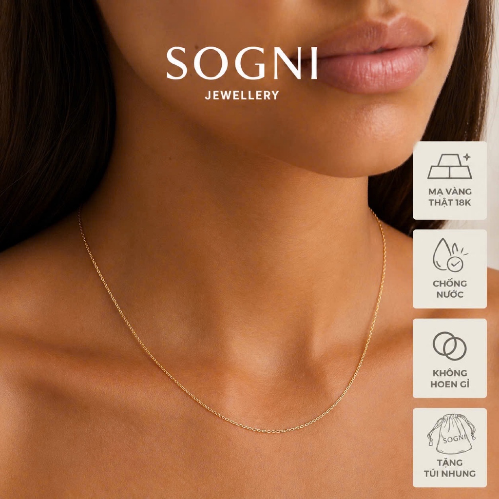 Dây chuyền trơn nữ titan Sogni O Chain mạ vàng PVD 18K Thép không gỉ HHN02