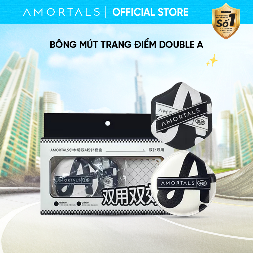 Bông Mút Trang Điểm Amortals Double A - Bề Mặt Dày, Đàn Hồi Tốt, Cho Lớp Nền Trong Suốt, Dùng Cả Khô & Ướt