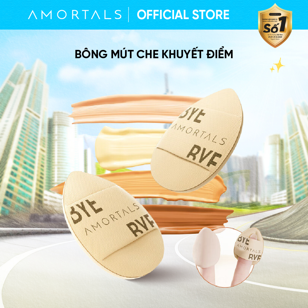Bộ 2 Bông Mút Che Khuyết Điểm Amortals, Mềm Mại & Đàn Hồi, Che Phủ Mọi Khuyết Điểm, Không Bám Nền, Dễ Dàng Thao Tác
