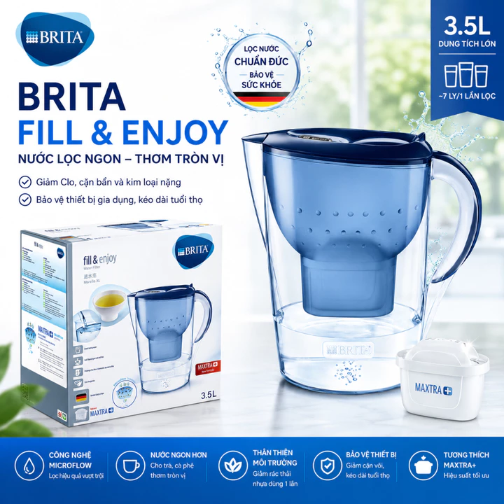 Bình Lọc Nước BRITA Marella Memo 3.5L, Nhập Đức, BH 12 Tháng, giadungnhapkhau19