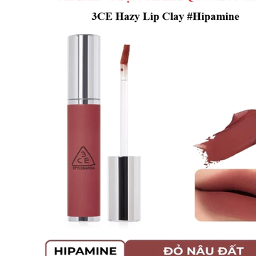 Son Kem 3CE Hàn Quốc Vỏ Bạc màu #Đỏ Nâu Đất – 3CE Hazy Lip Clay #HIPAMINE 4,0g