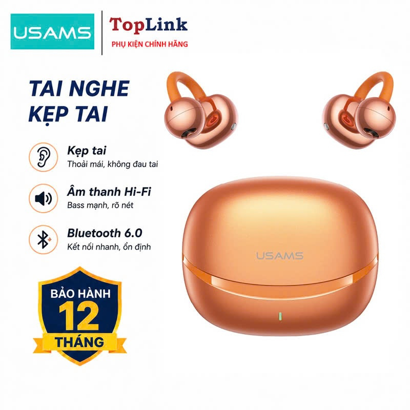 Tai Nghe Ko Dây USAMS R03 Kẹp Tai Bluetooth 6.0 Bass To Âm Thanh HiFi Sử Dụng Tối Đa 4h Driver 11mm Đeo Êm
