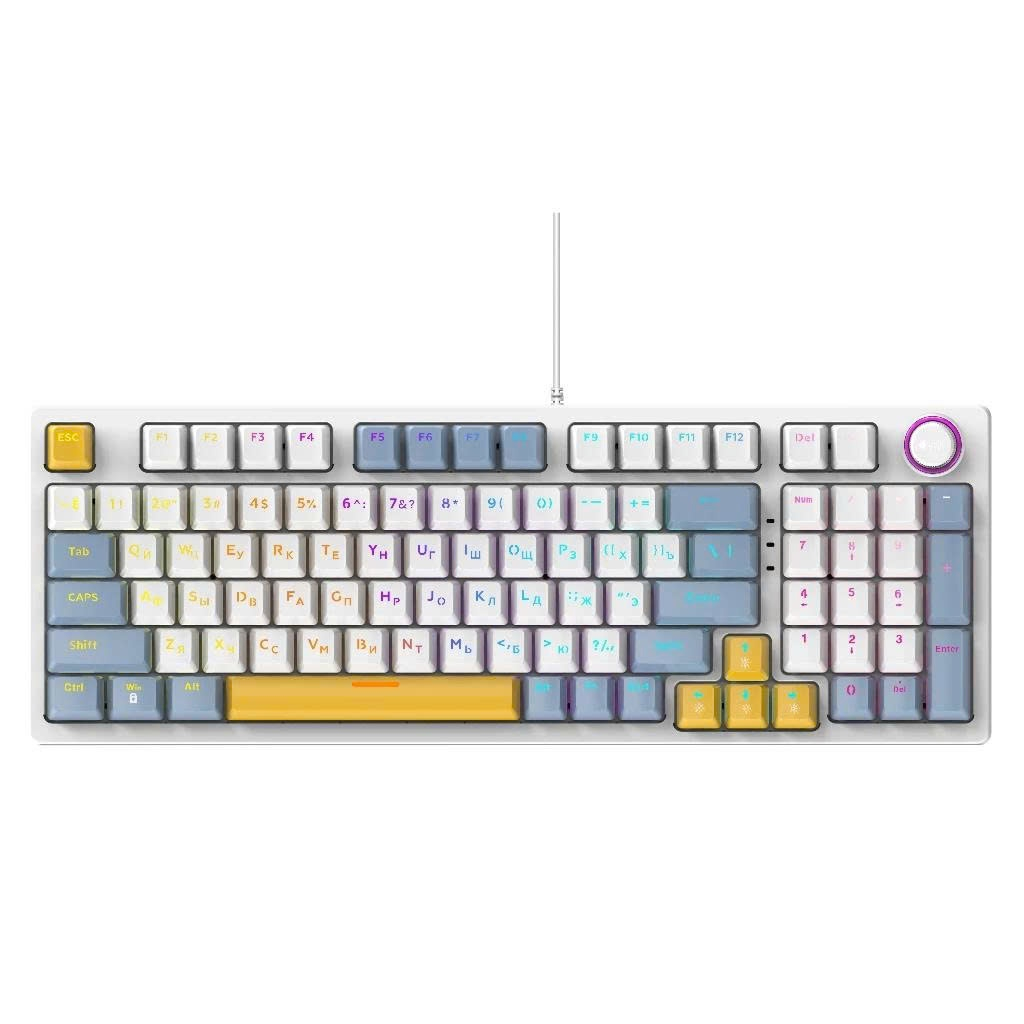 Bàn phím cơ có dây K1 dành cho máy tính, full size - Có núm xoay led rainbow xuyên led trục brow | BigBuy360 - bigbuy360.vn