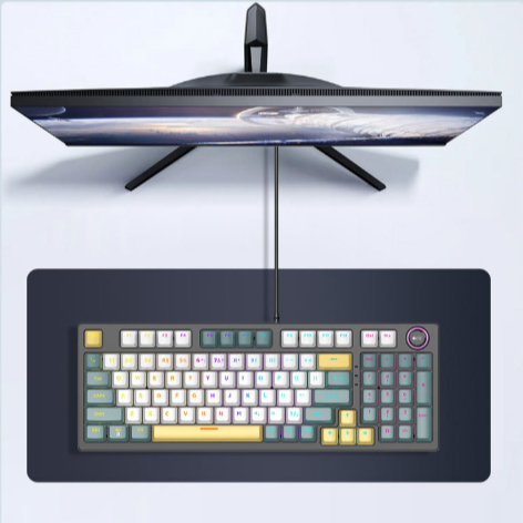 Bàn phím cơ có dây K1 dành cho máy tính, full size - Có núm xoay led rainbow xuyên led trục brow | BigBuy360 - bigbuy360.vn