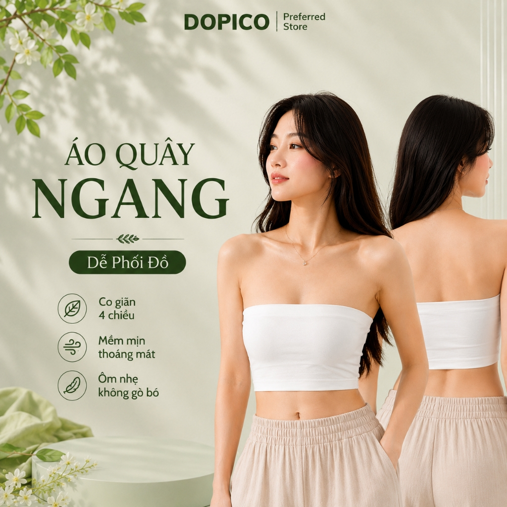 Áo ống bra nữ mặc cúp ngực phối đồ cực xinh chất cotton mền mại thoáng mát DOPICO B0123