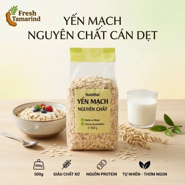 [1kg] Yến Mạch FT Nguyên Chất Cán Dẹt - Yến Mạch Nguyên Cám Không Hóa Chất, Không Tẩy