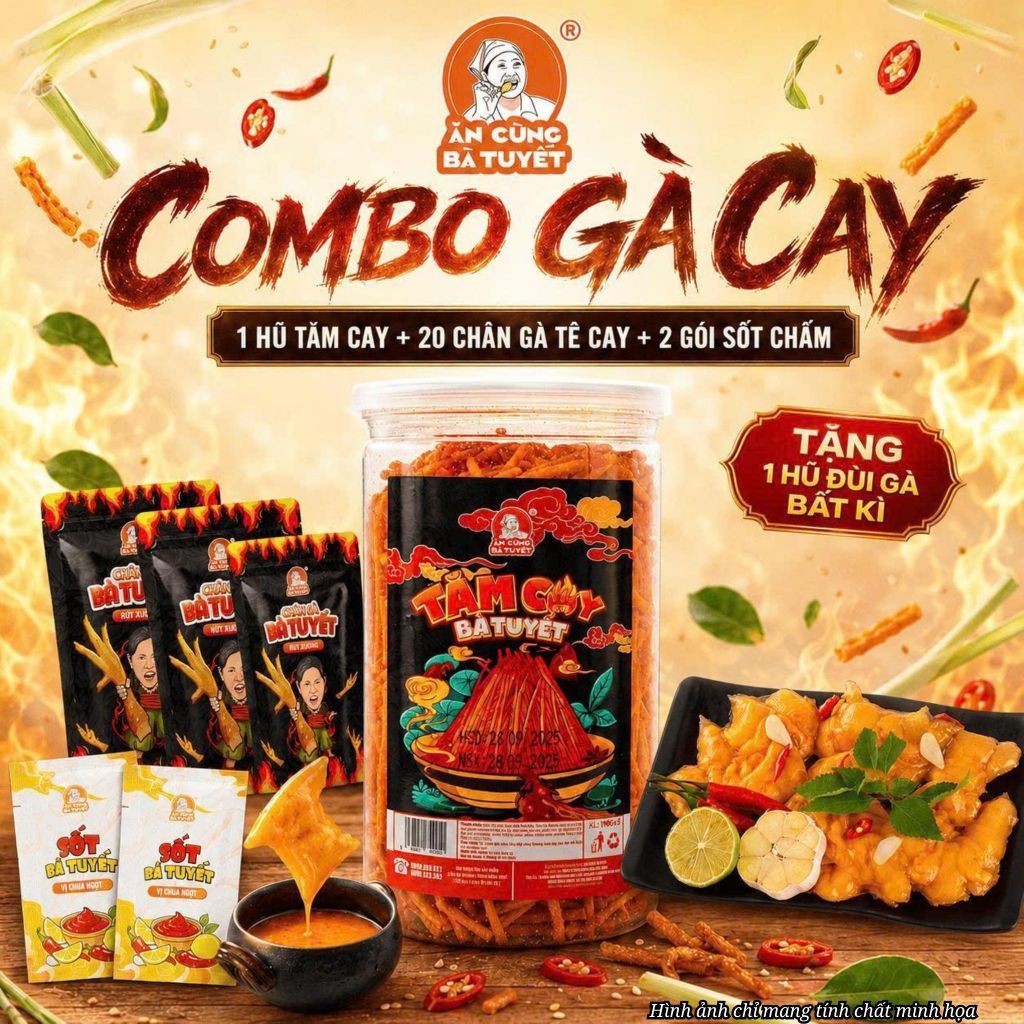 (Tặng 1 hũ đùi gà bất kì) Combo GÀ CAY – gồm 1 hũ tăm cay + 20 chân gà tê cay + 2 gói sốt chấm M78