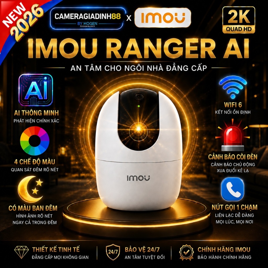 Camera WIFI XOAY 360 2M 4M IMOU Ranger 2 A42P 4MP A32EP, A22EP Trong Nhà Còi Báo Động, chính hãng
