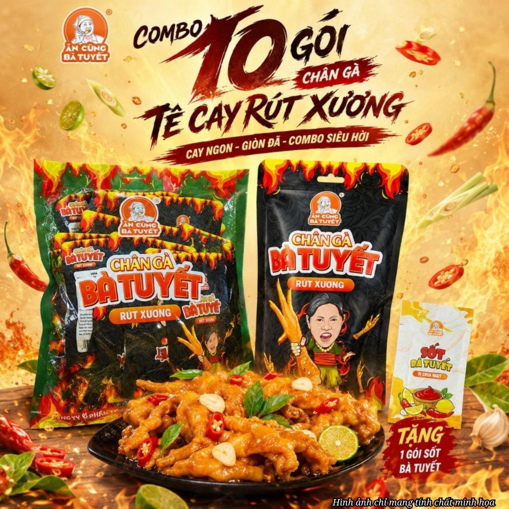 (Tặng 1 gói sốt) COMBO 10 CHÂN GÀ BÀ TUYẾT – ĂN CÙNG BÀ TUYẾT M120