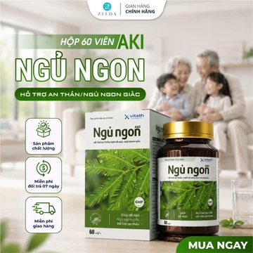 [Quà Tặng] Viên Uống Ngủ Ngon Aki Vitath Hỗ Trợ Cải Thiện Chất Lượng Giấc Ngủ, Thư Giãn Hộp 60 Viên