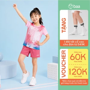 [Đơn 549k nhận 1 đôi vớ]Set đồ bộ thể thao bé gái chạy bộ, cầu lông siêu nhẹ mềm mát thoáng khí 18-52kg Baa Active QU46N