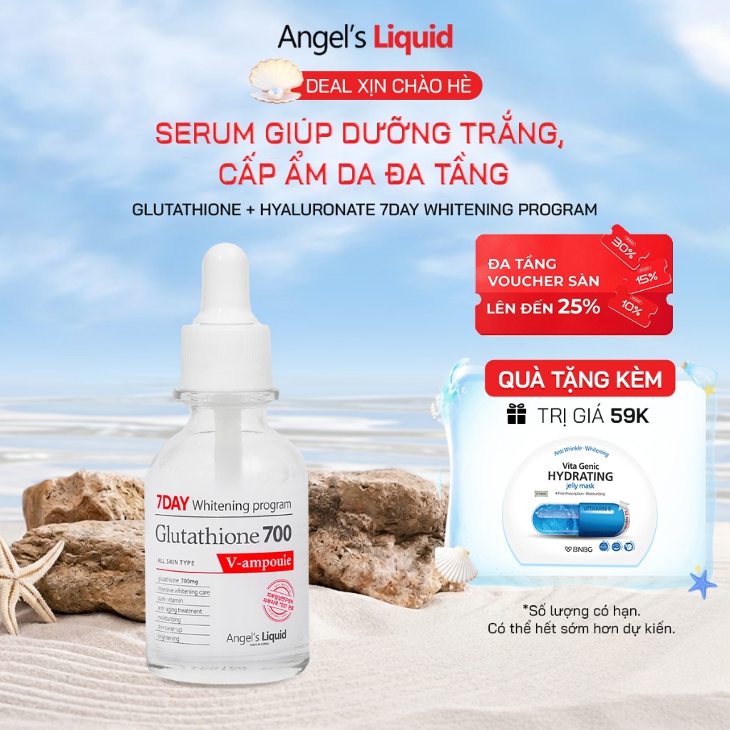 7 day whitening program glutathione 700 review Serum Dưỡng Trắng Da, Cấp Ẩm Đa Tầng Angel's Liquid 700mg + HA 7Day 30ml سيروم يوحد لون البشرة Coskor Cindella Glutathione and Size:5g - $137.08
