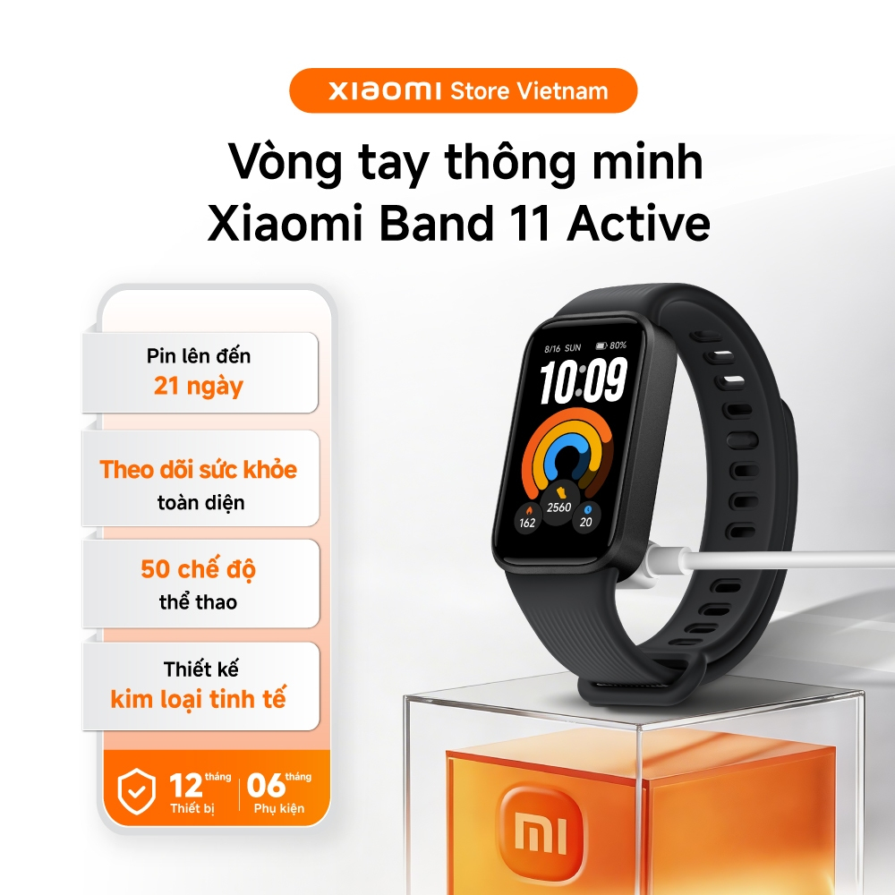 Xiaomi Vòng đeo tay thông minh Band 11 Active | Màn hình con 1.74'' | Pin đến 21 ngày - BH 1 năm chính hãng
