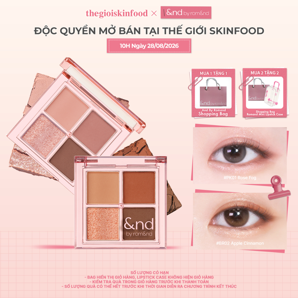 [And by Romand] Bảng phấn mắt 4 ô &nd by rom&nd Mellow Eye Palette 2.4g thegioiskinfood